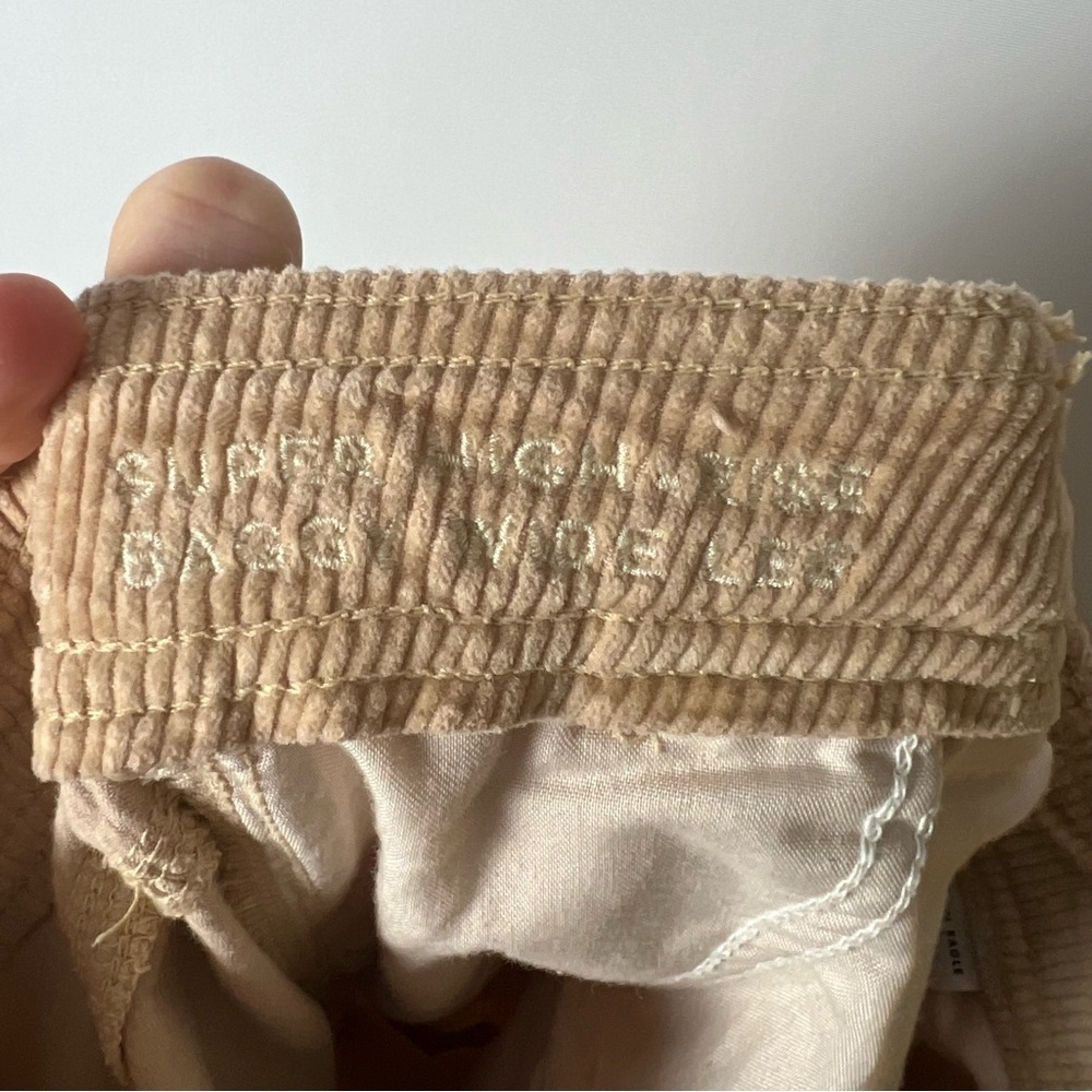 American Eagle Corduroy Pants Super High Rise Baggy Wide Leg Tan Size 000 Cargo - Picture 9 of 10